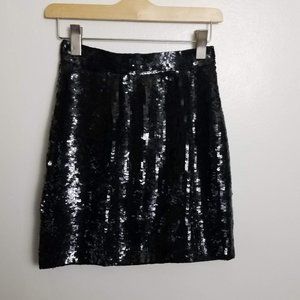 Vintage Ann Taylor Sequined Silk Skirt Black S